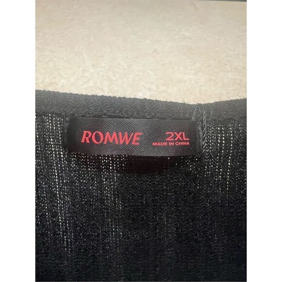 Romwe Black/White Lace Sweater Knit Dress Sz XL NWT - Picture 4 of 7